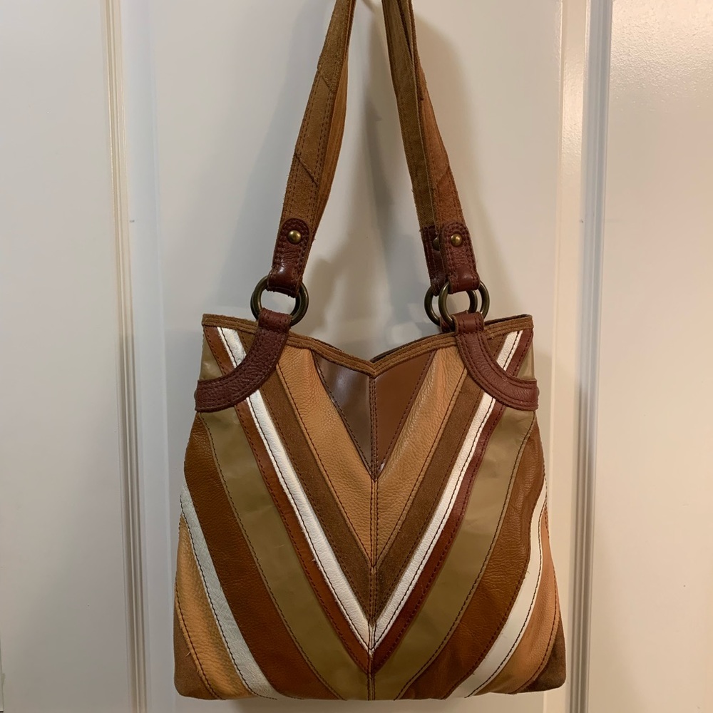 Lucky Brand Multi Color Leather/Suede Hobo Bag